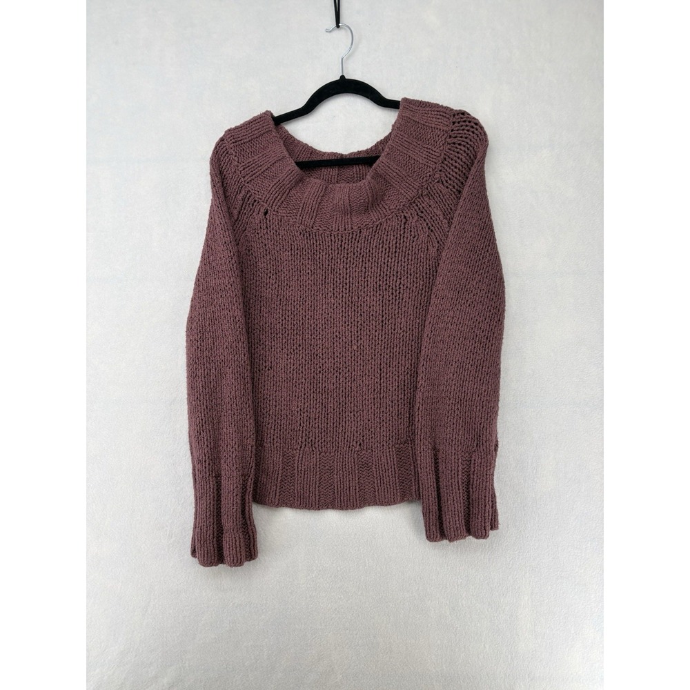 Free People Mauve Chunky Knit Boat Neck Pullover Sweater Long Sleeve Women S